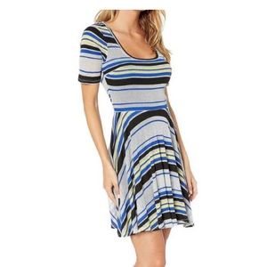 NWOT Bebe Metallic Fit & Flare Dress